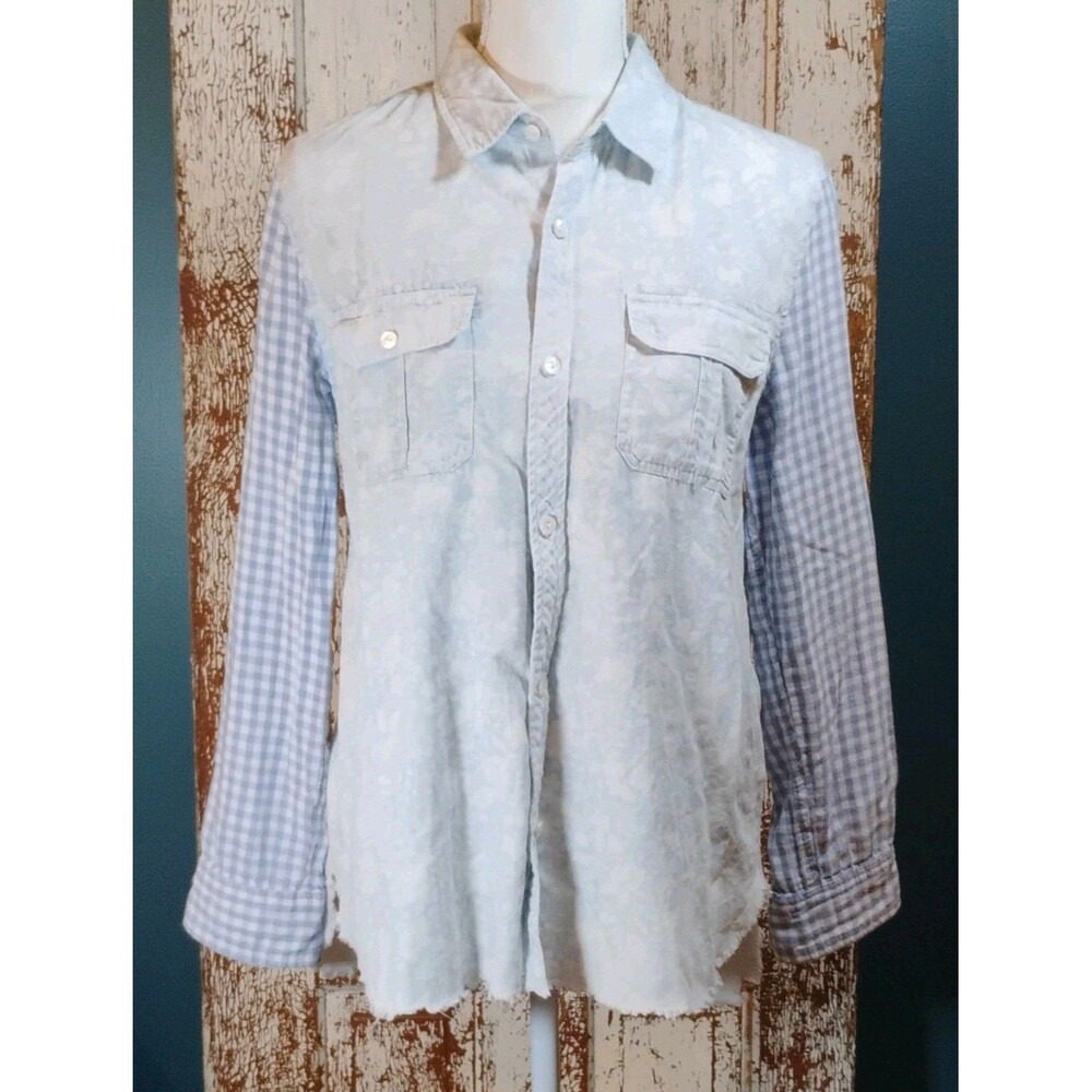 Artisan de Luxe Blue/White Gingham Cowgirl Western Button-Up Shirt  Cotton M
